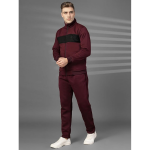 Mens High Neck Winter Tracksuit Full Zip Jacket with Elastic Waist Lower Warm and Soft Activewear Set for Gym Running and Casual Use Wine Black L