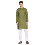 Symbol Men's Cotton Solid Long Kurta Pyjama Set (2pcs)