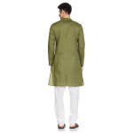 Symbol Men's Cotton Solid Long Kurta Pyjama Set (2pcs)
