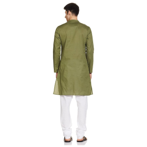 Symbol Men's Cotton Solid Long Kurta Pyjama Set (2pcs)