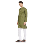 Symbol Men's Cotton Solid Long Kurta Pyjama Set (2pcs)