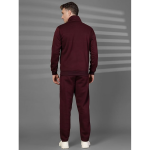 Mens High Neck Winter Tracksuit Full Zip Jacket with Elastic Waist Lower Warm and Soft Activewear Set for Gym Running and Casual Use Wine Black L